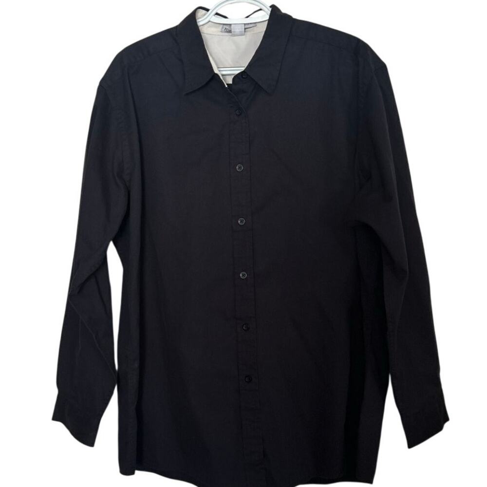 Port Authority Women's Black Long Sleeve Button Front‎ Shirt Size XXL